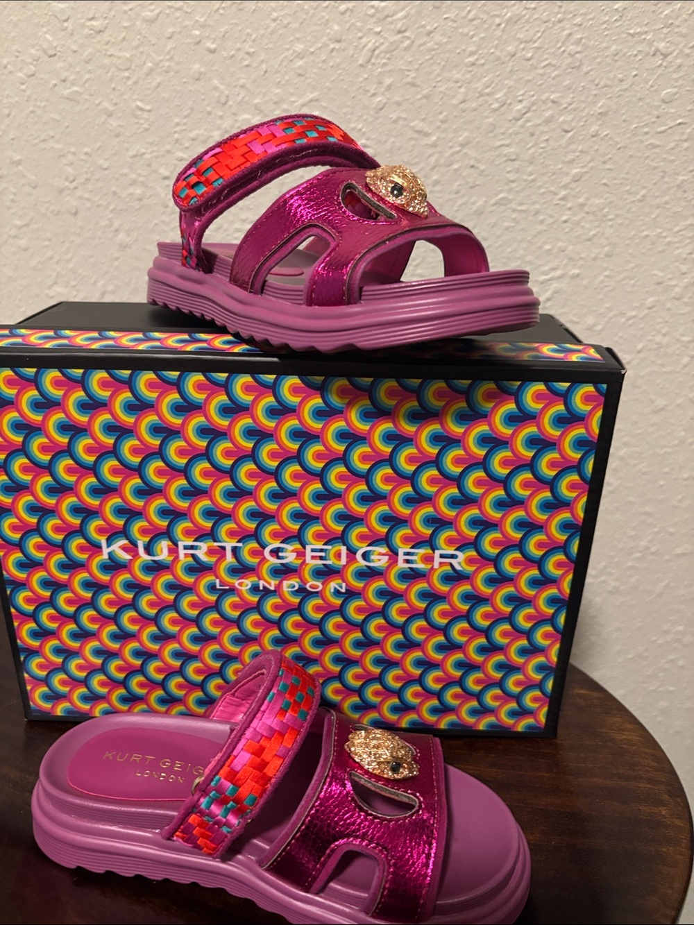 Kurt Geiger Kids' Metallic Fuchsia Slide Sandals
